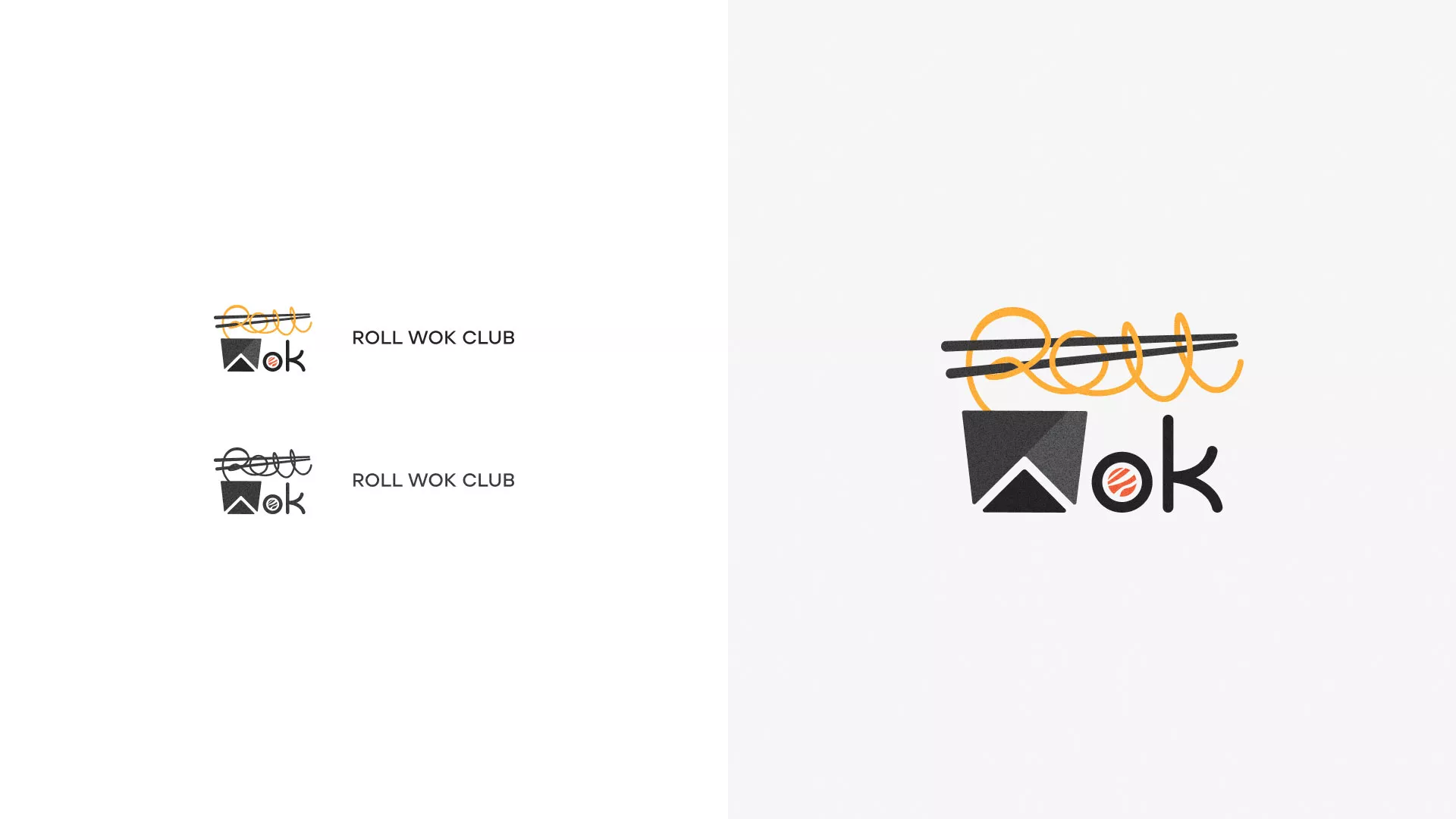 Разработка логотипа суши-бара «Roll Wok Club» в Махачкале
