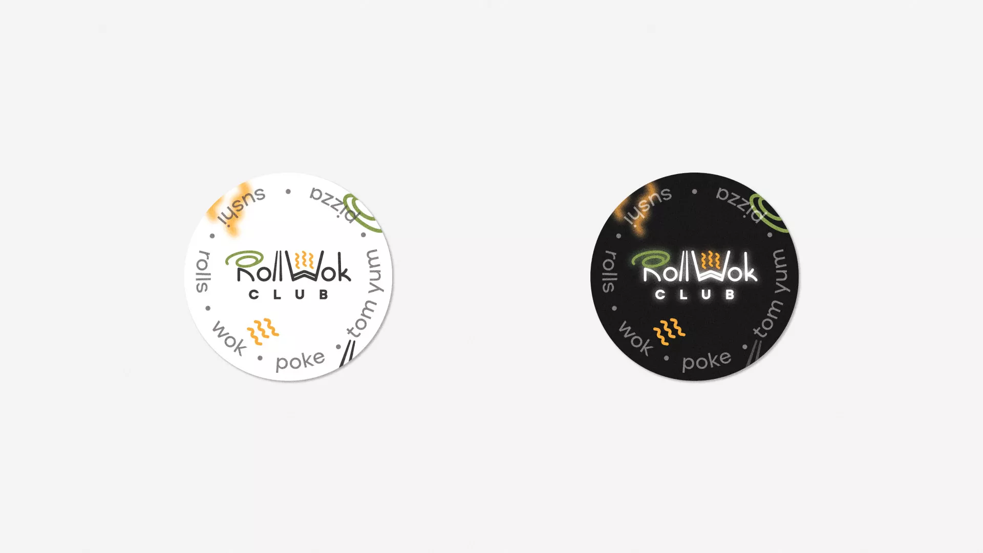 Разработка наклеек для суши-бара «Roll Wok Club» в Махачкале