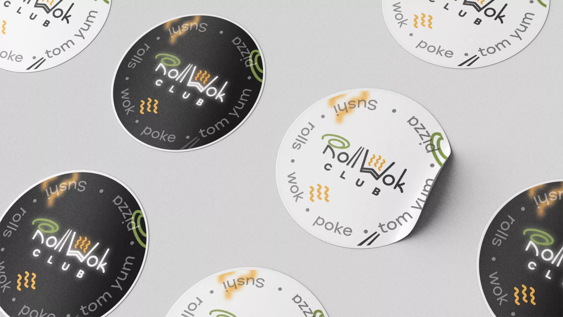 Разработка наклеек для суши-бара «Roll Wok Club» в Махачкале