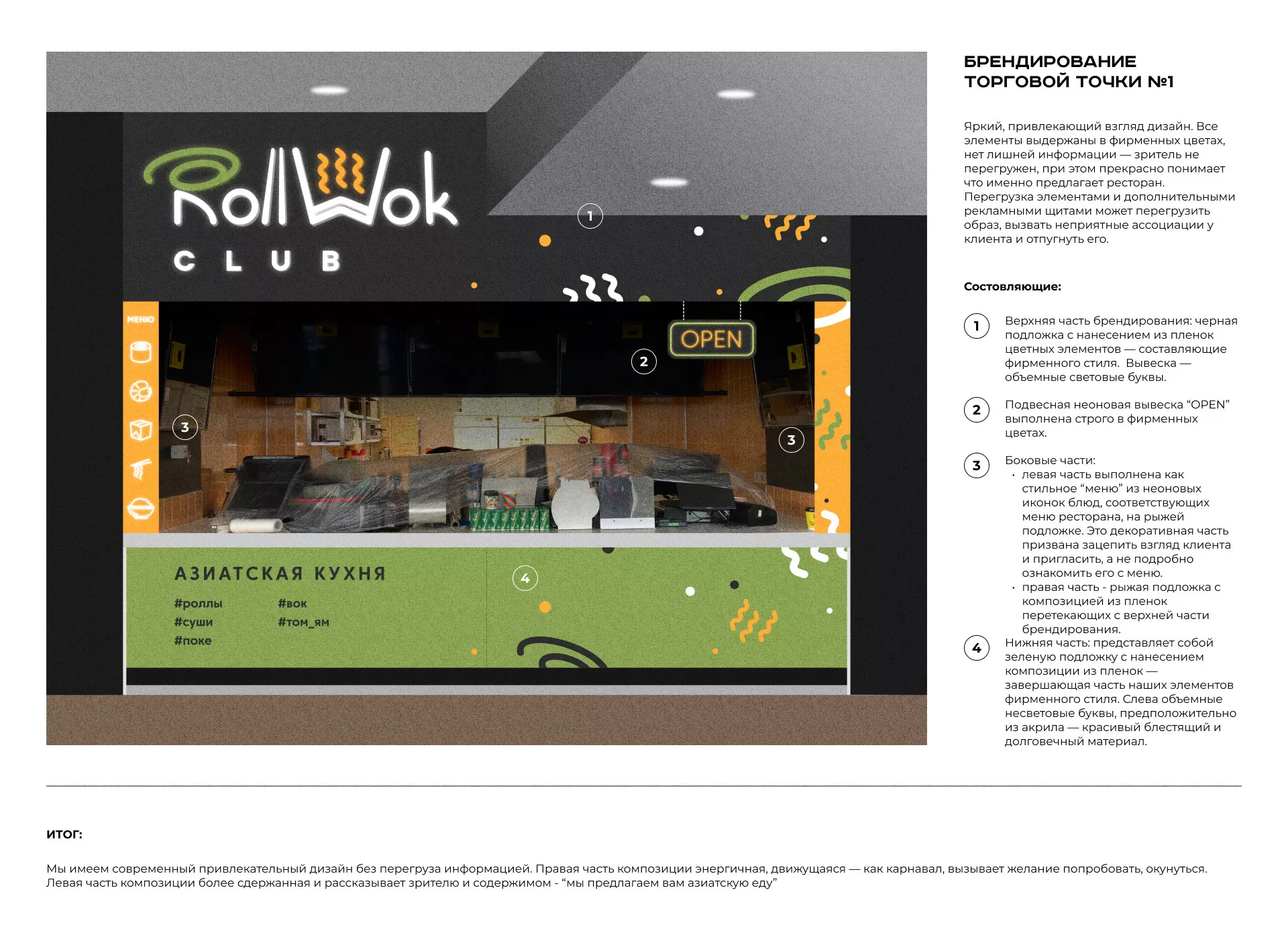 Брендирование торговых точек суши-бара «Roll Wok Club» в Махачкале