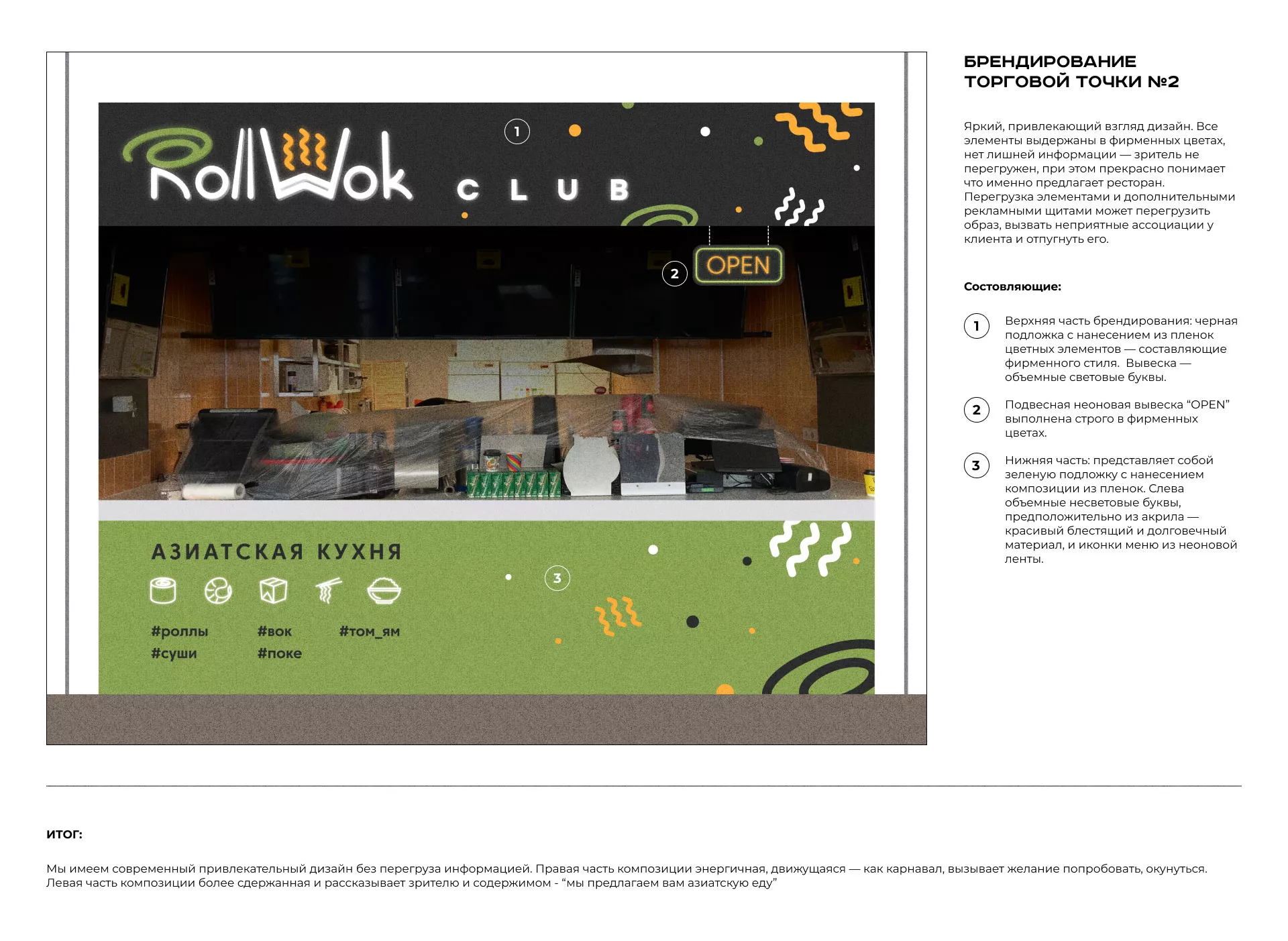 Брендирование торговых точек суши-бара «Roll Wok Club» в Махачкале