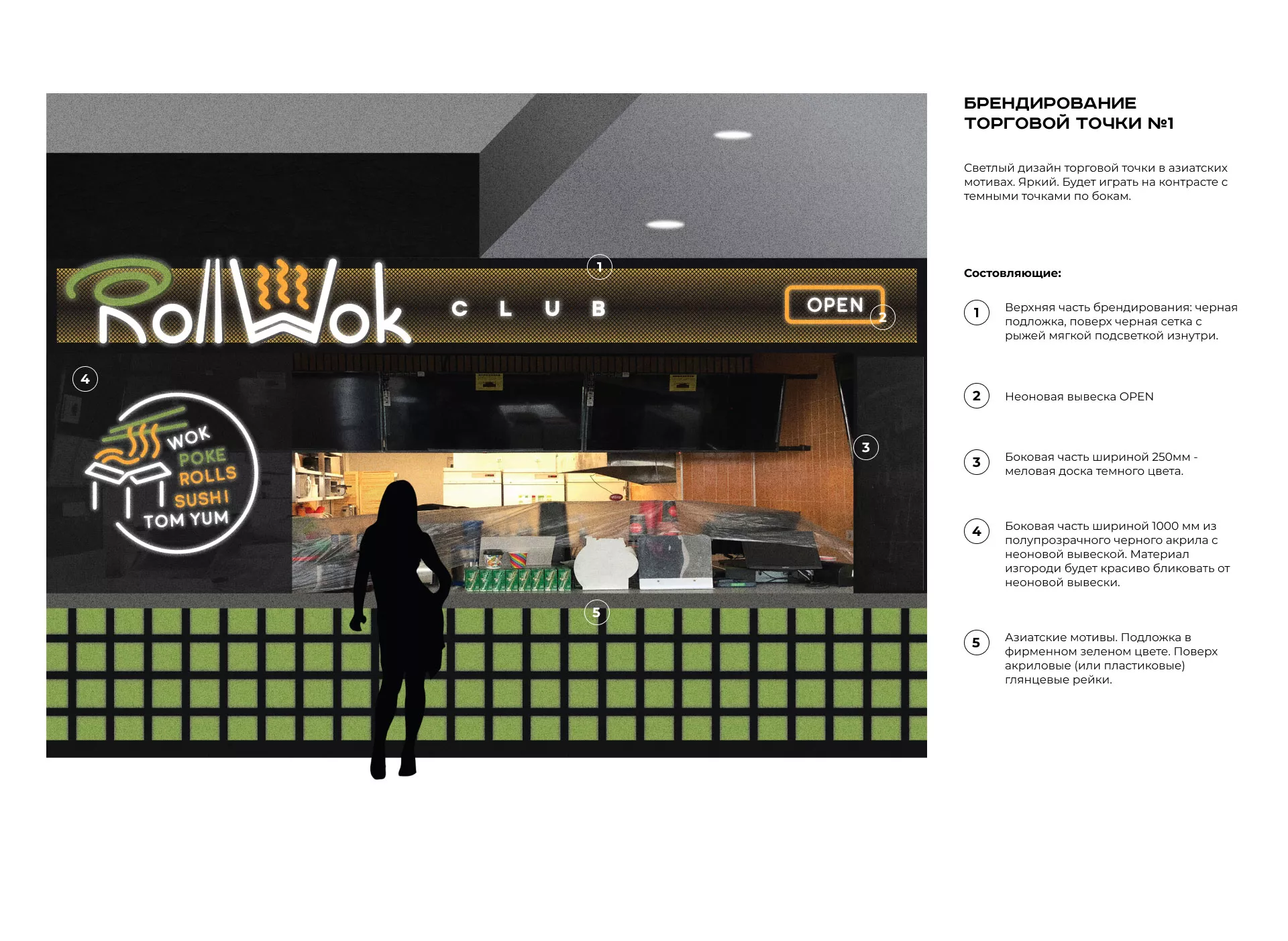 Брендирование торговых точек суши-бара «Roll Wok Club» в Махачкале